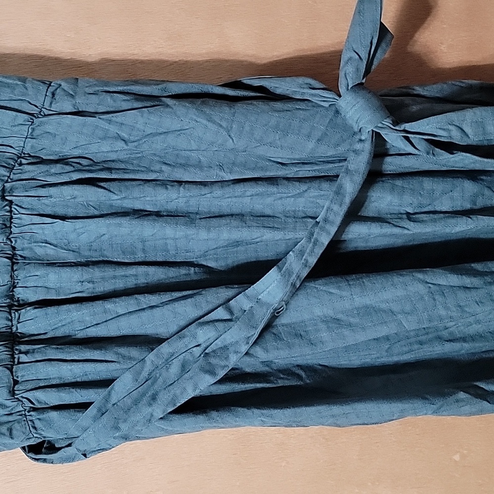 Nwt Universal Thread Dress Teal Wrap Top Full Skirt V Neck Textured - Picture 4 of 12